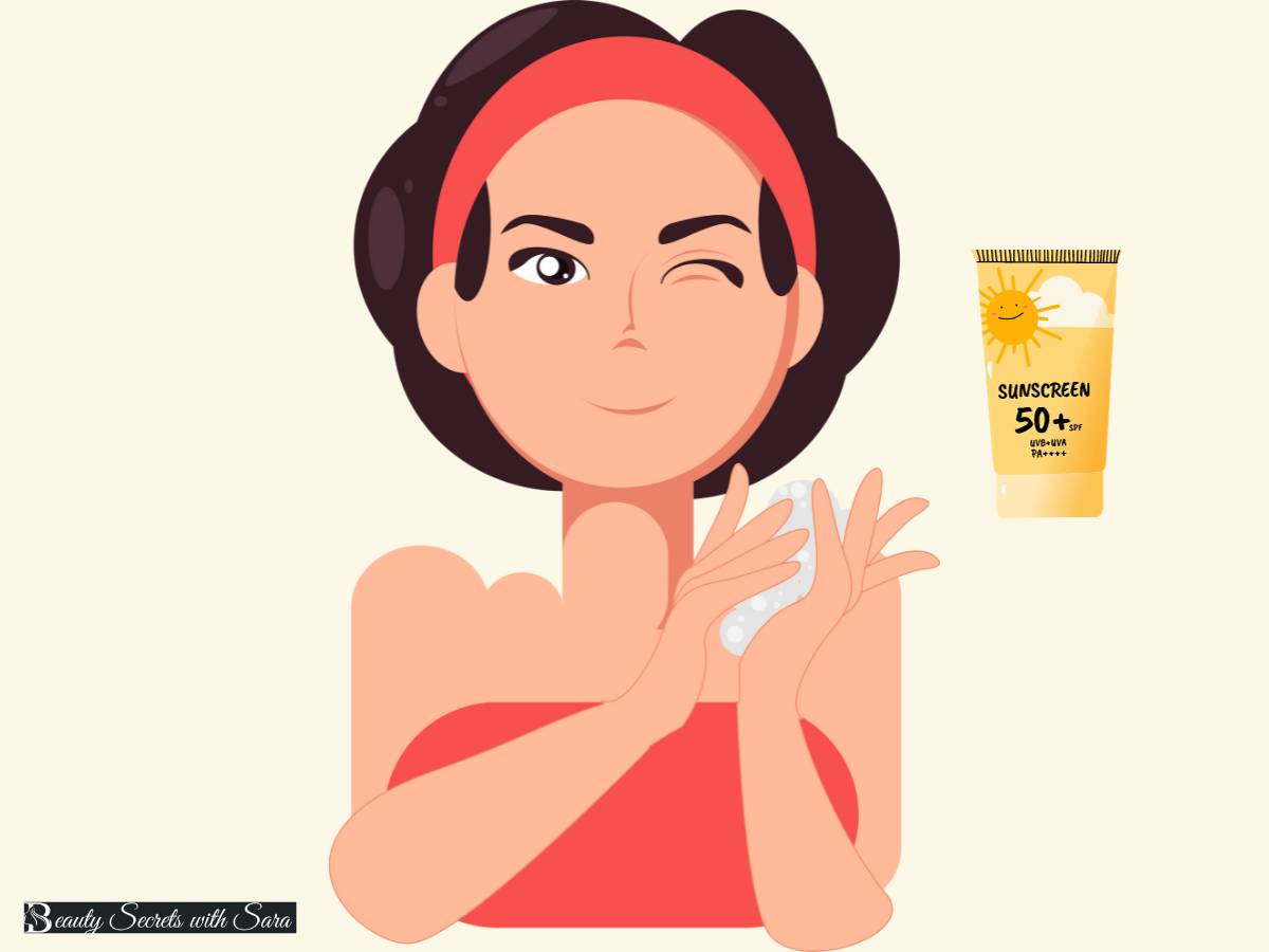 Every woman applying Sunscreen her face as a step of her morning skin care routine