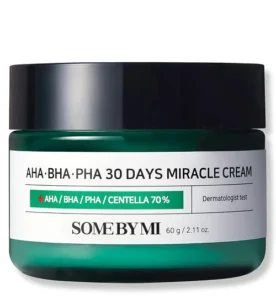 SOME BY MI AHA BHA PHA 30 Days Miracle Cream - 2.02Oz, 60ml - Made from Tea Tree Water for Sensitive Skin - Mild Face Moisturizer for Skin Calming and Soothing - Pore and Sebum Care - Korean Skin Care