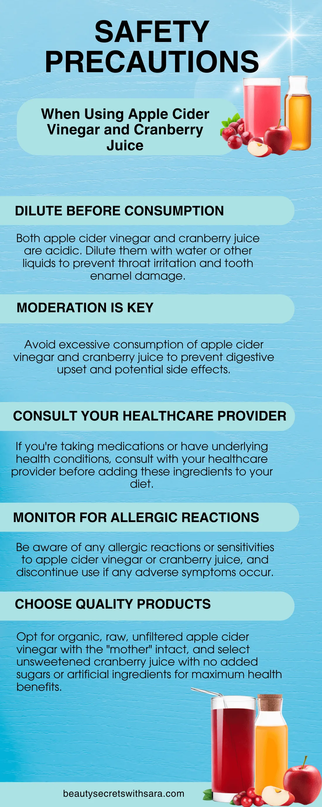 Safety Precautions When Using Apple Cider Vinegar and Cranberry Juice (Infographic)