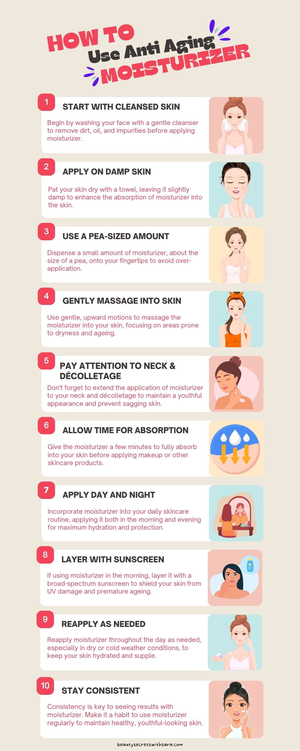 How to Use Anti Aging Moisturizer (Infographic) 