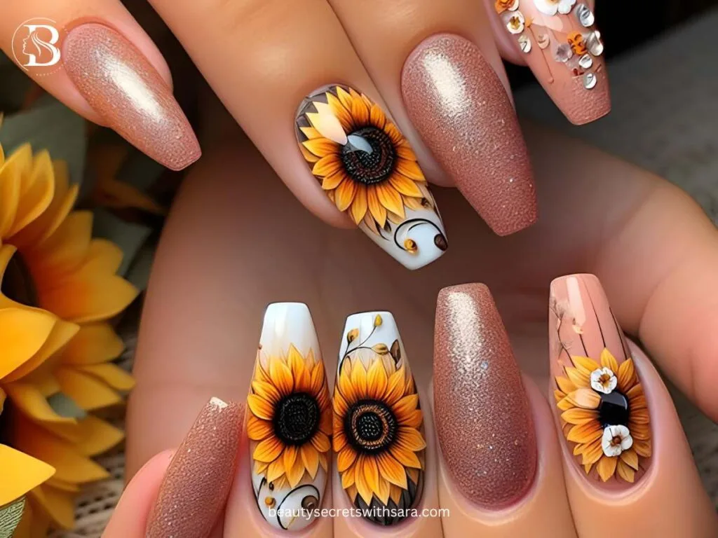 chic-sunflowers Chic Sunflower Nail Designs