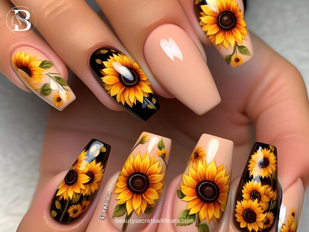 Classic Sunflower Nail Designs