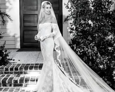 hailey bieber wedding dress style