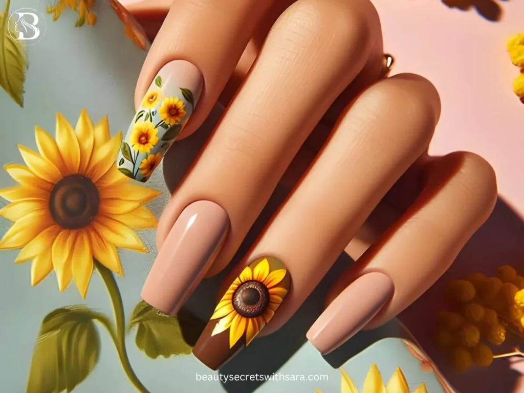 summer-sunflowers Summer Sunflower Nail Designs