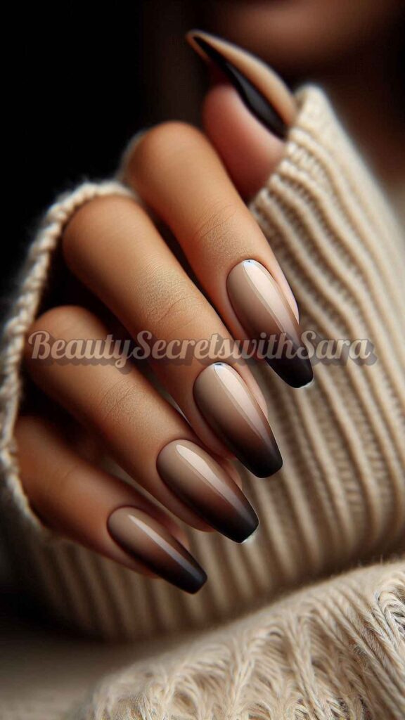 Beige to Dark Brown Mani